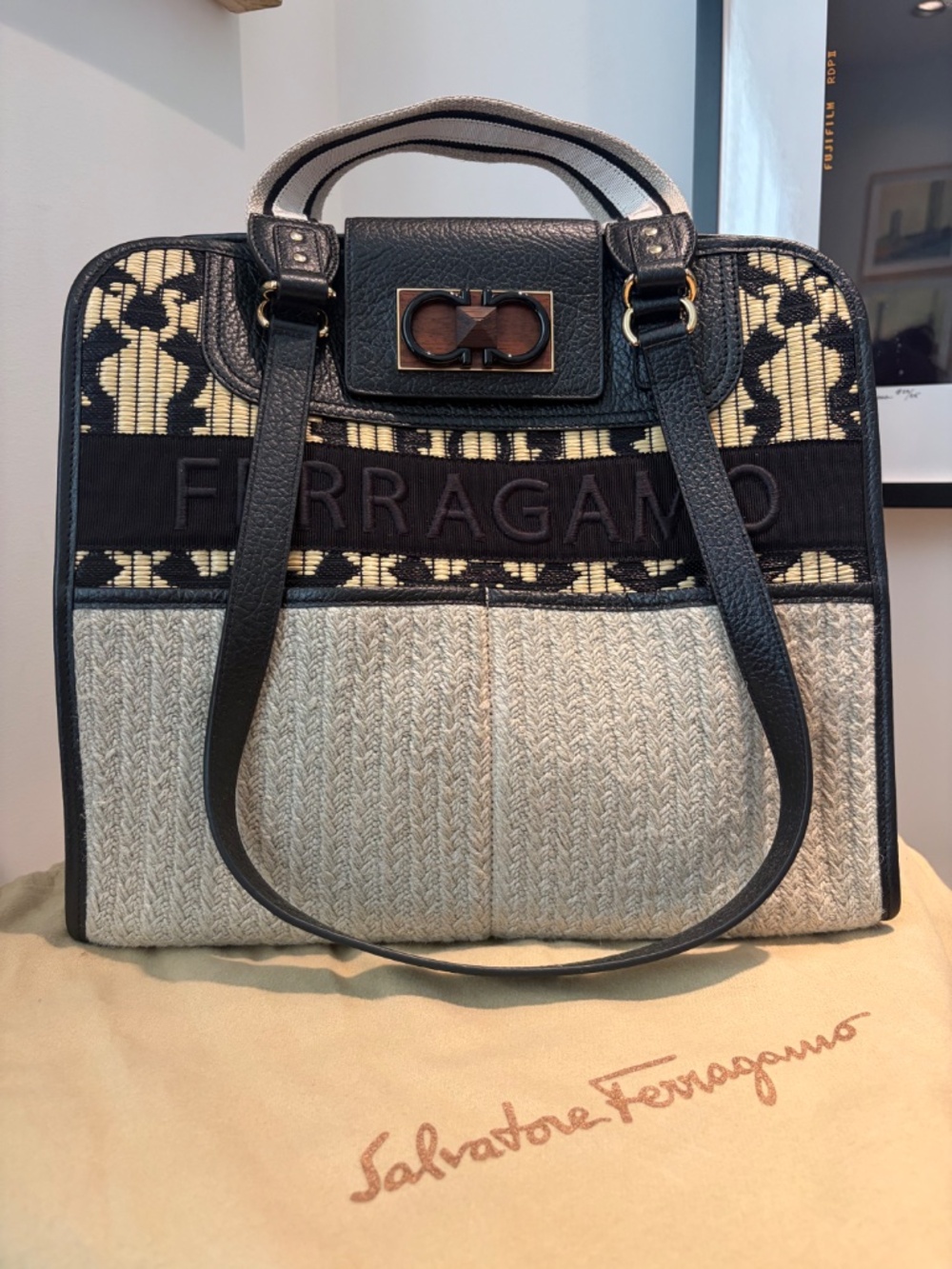 Salvatore Ferragamo Straw Iconic Tote - Picture 2 of 6